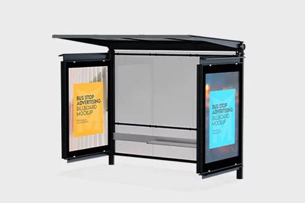 Bus Stop Advertising Billboard Mockup in 3 Views