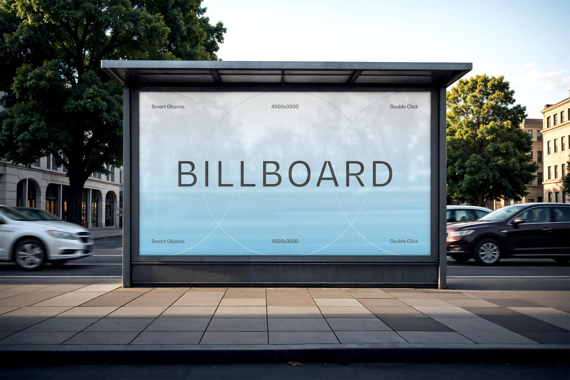 Free Bus Stop Banner Mockup PSD Template