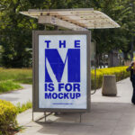 Bus Stop Citylight Mockup in Front View