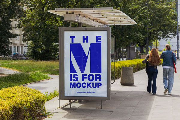 Bus Stop Citylight Mockup in Front View
