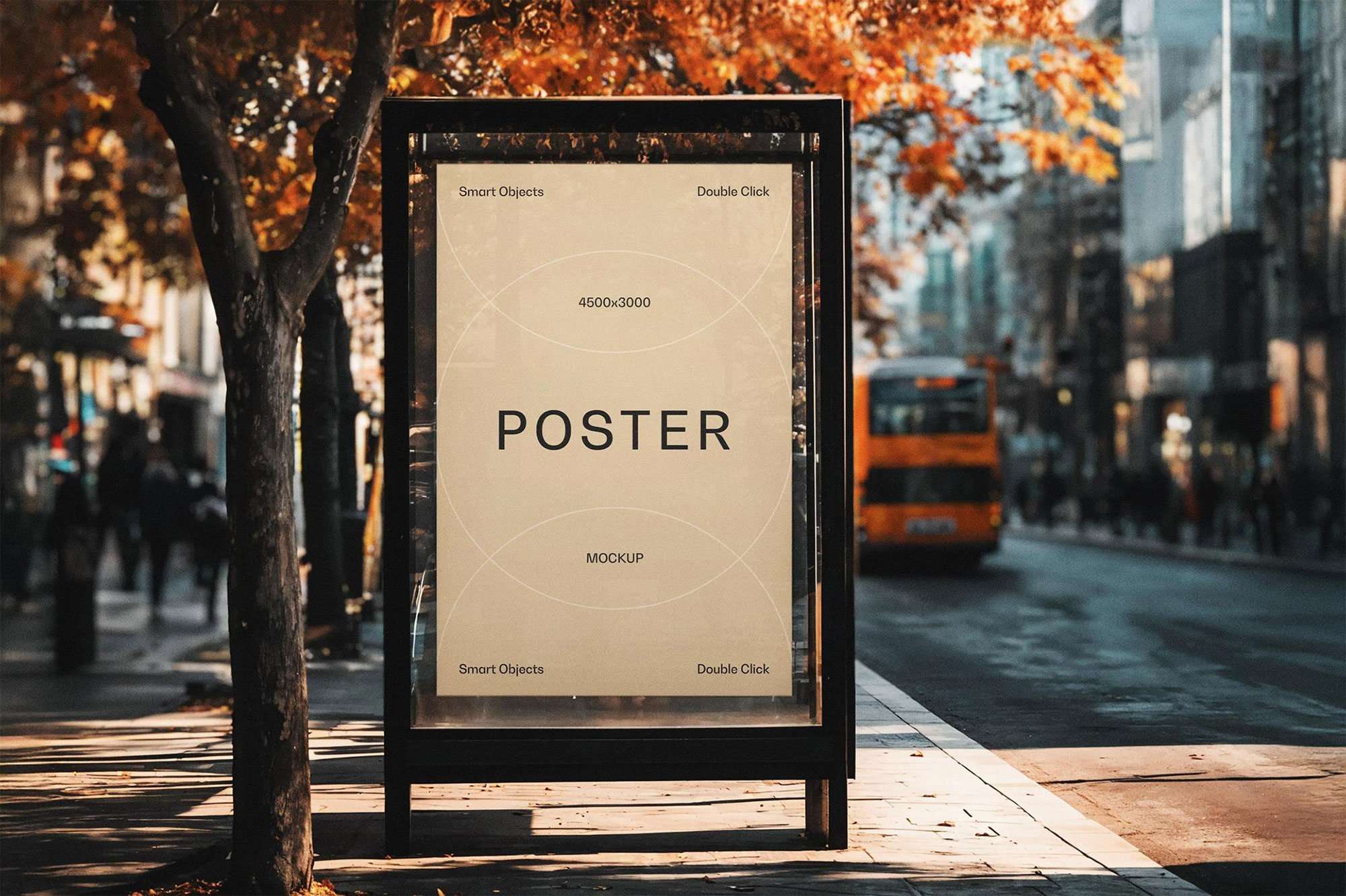 Free Bus Stop Poster Mockup PSD Template