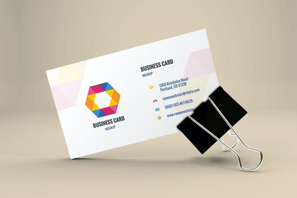 Business Card Held by a Binder Clip Mockup