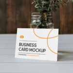 Business Card Lean on Plant Mockup