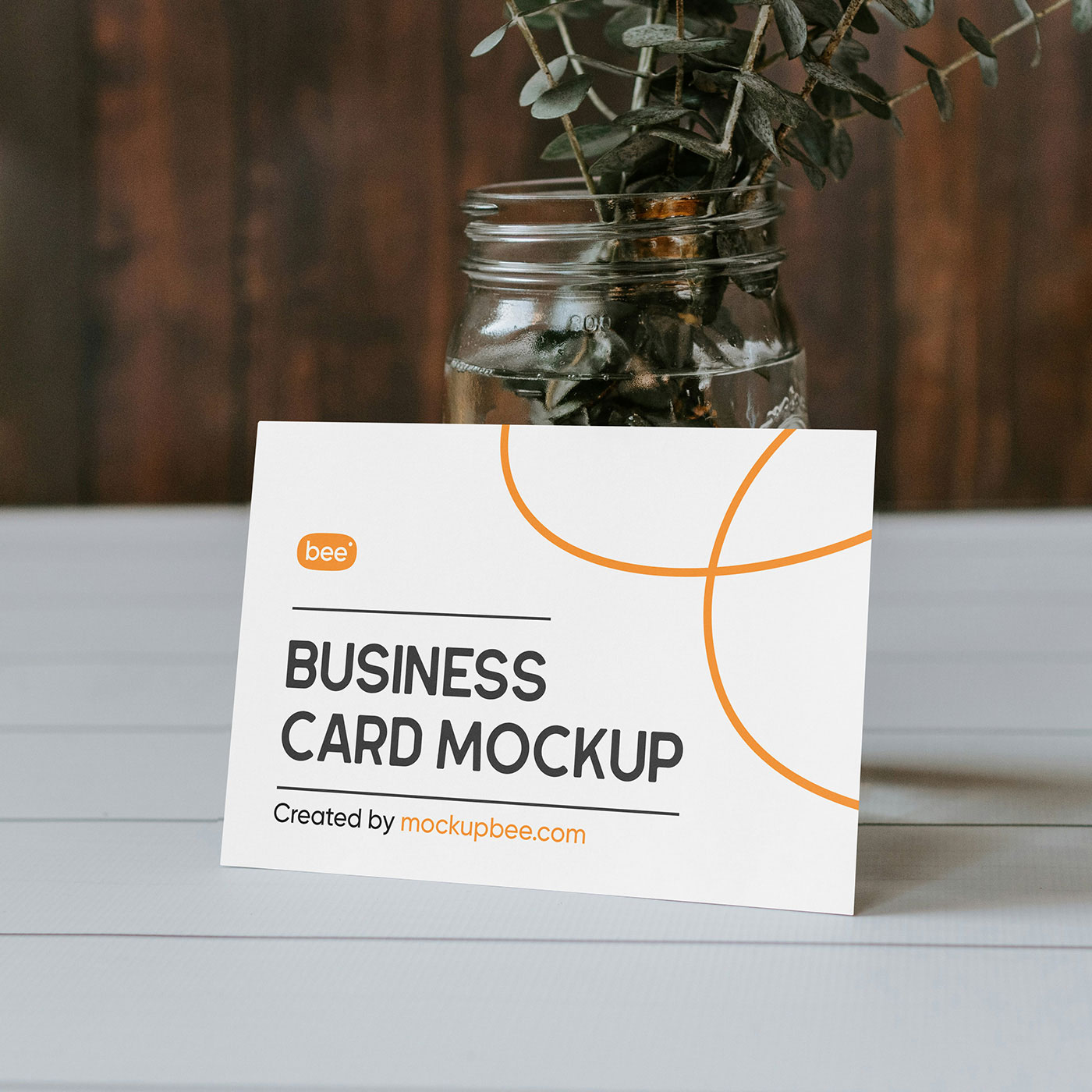Free Business Card Lean on Plant Mockup PSD Template