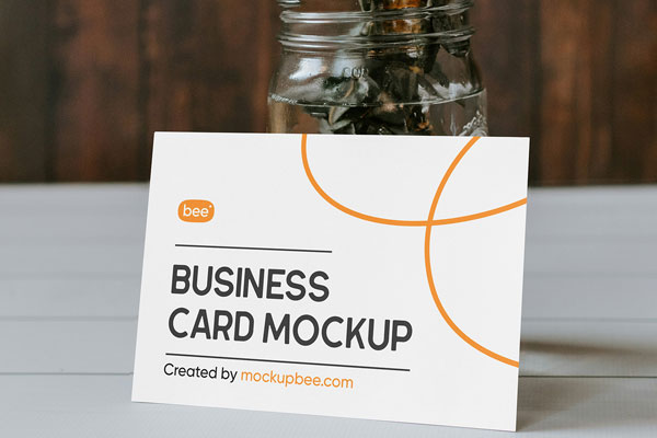 Business Card Lean on Plant Mockup