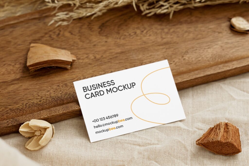 Business Card Mockup Featuring Artistic and Rustic Setting
