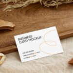 Business Card Mockup Featuring Artistic and Rustic Setting