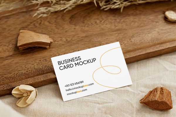 Business Card Mockup Featuring Artistic and Rustic Setting