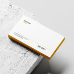 Business Card Mockup Stacked on Concrete
