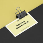 Business Card Mockup with Clip in Close-up Sight