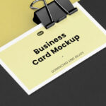Business Card Mockup with Clip in Close-up Sight