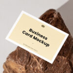 Business Card Mockup with Stone in Perspective Sight