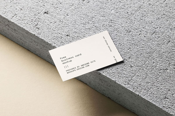 Business Card on a Concrete Block Mockup