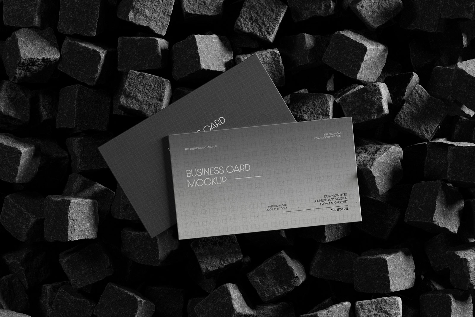 Free Business Card on Stone Cubes Mockup PSD Template
