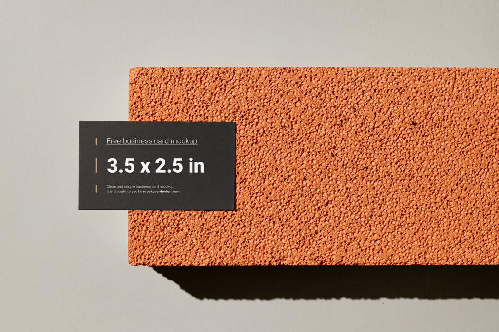 Business Card on The Edge of a Sponge Brick Mockup