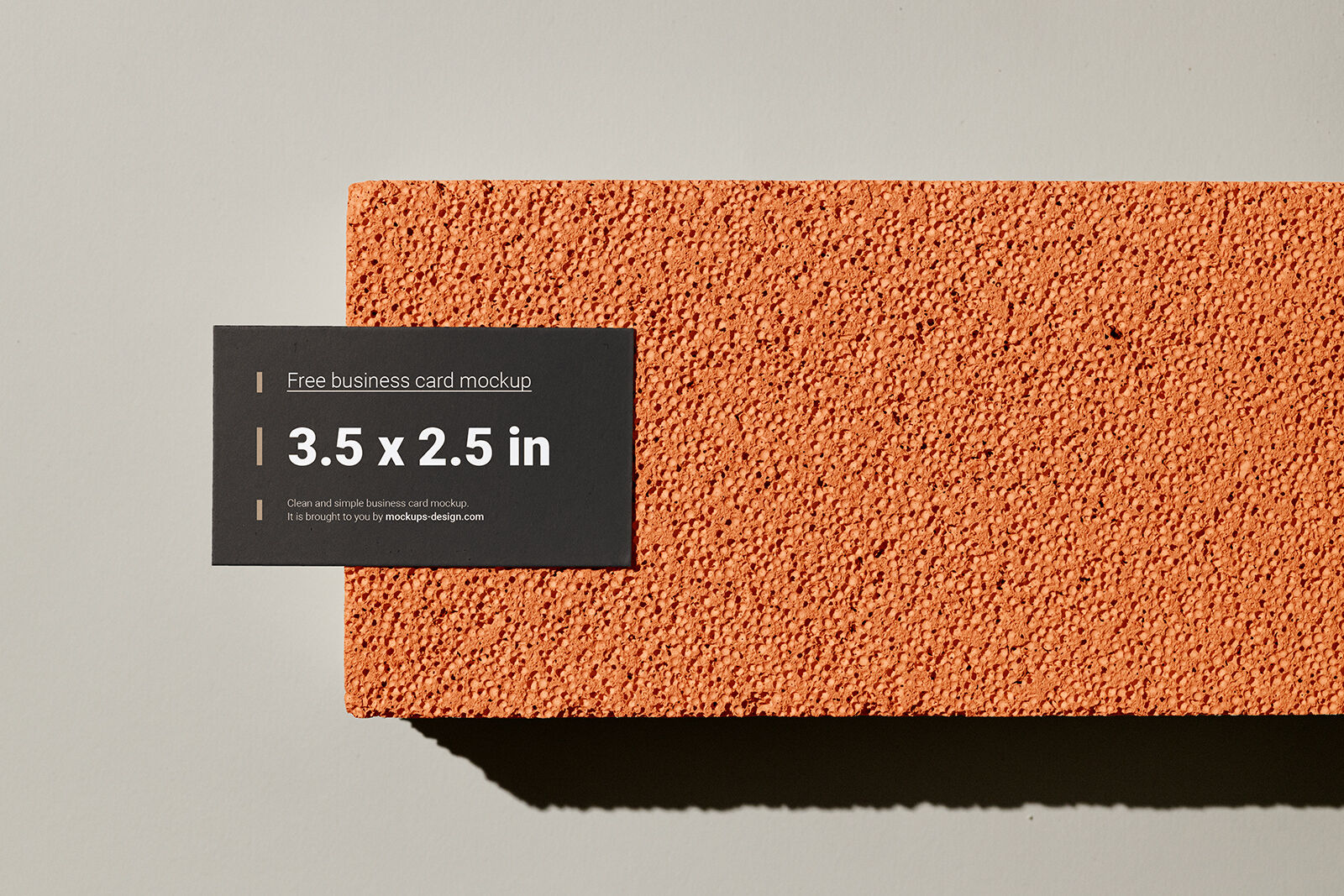 Business Card on The Edge of a Sponge Brick Mockup FREE PSD