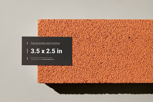 Business Card on The Edge of a Sponge Brick Mockup