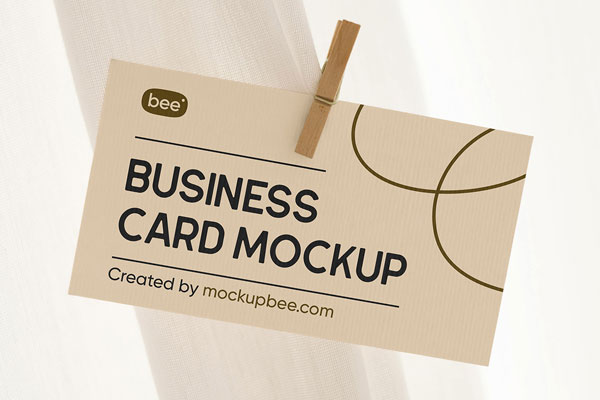 Business Card with Paper Clip Mockup