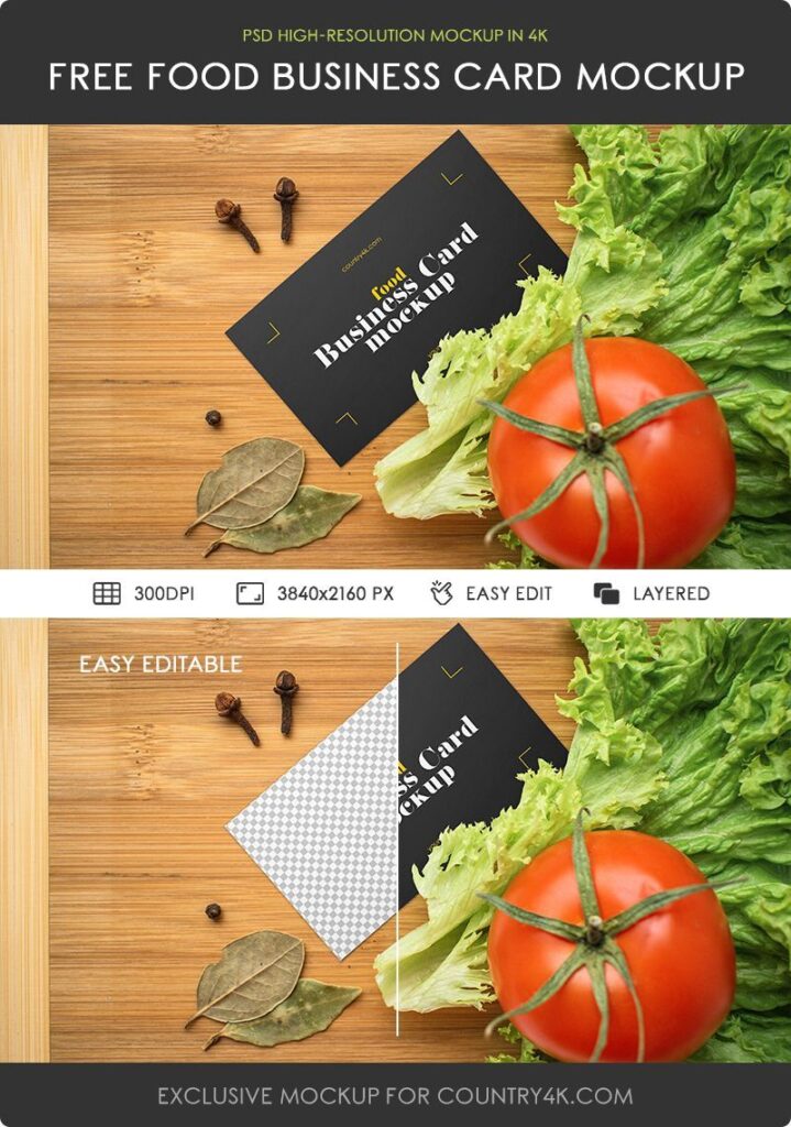 Business Card with Vegetable Surroundings Mockup