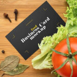 Business Card with Vegetable Surroundings Mockup