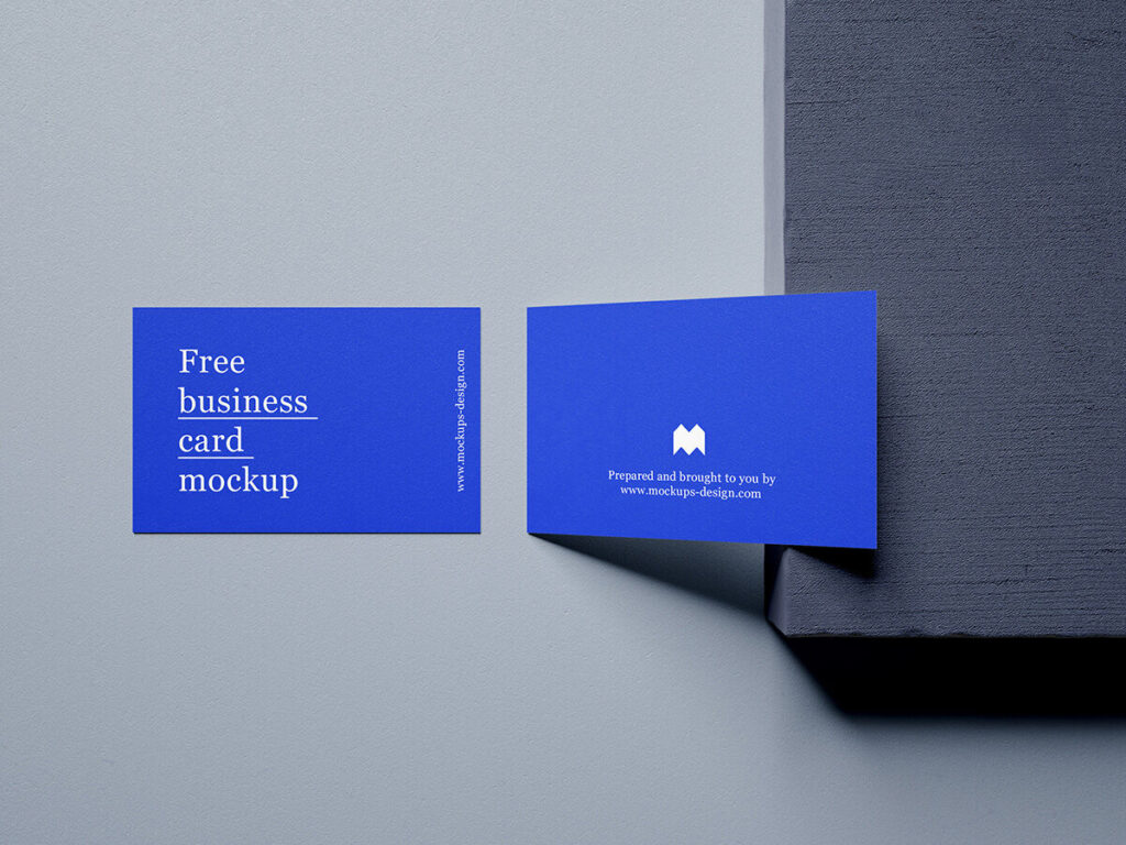 Business Cards Mockup with Dark Blue background
