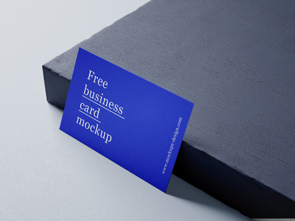 Business Cards Mockup with Dark Blue background