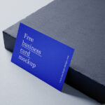 Business Cards Mockup with Dark Blue background