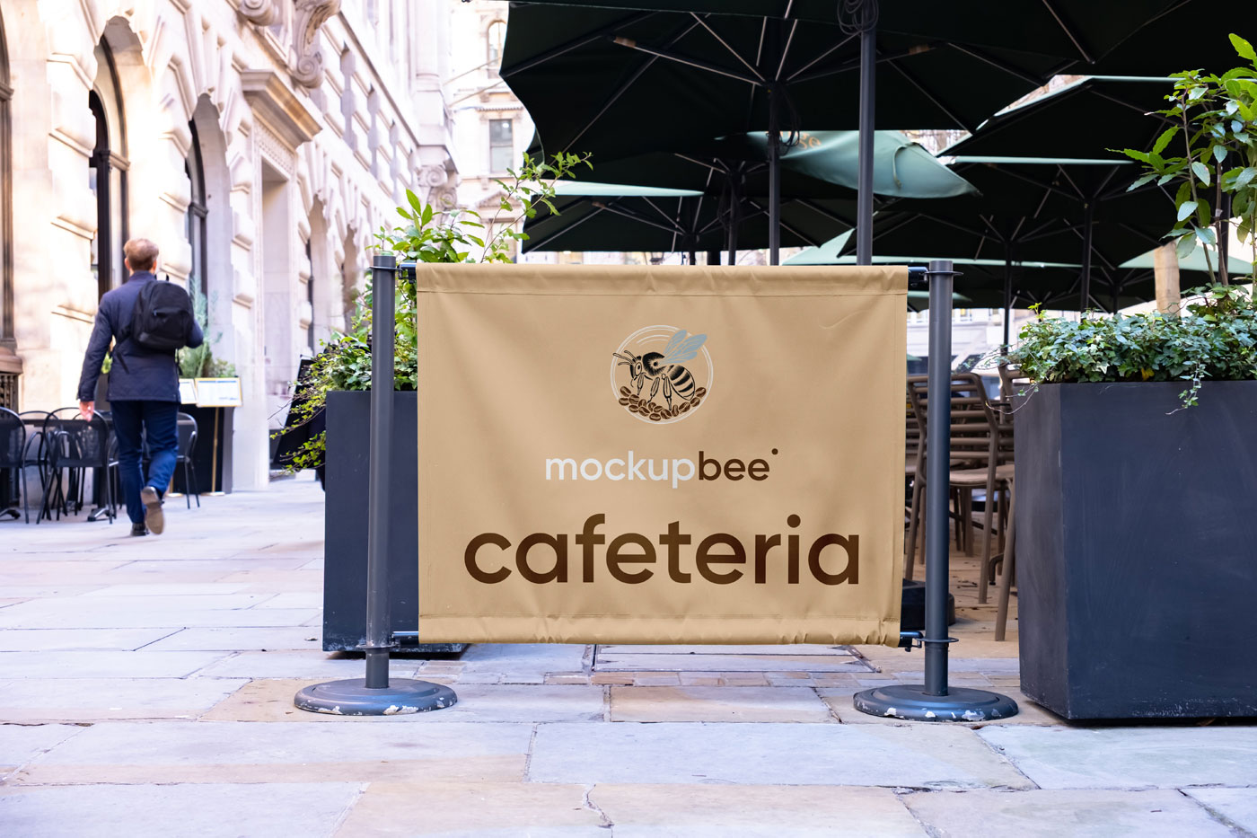 Free Cafe Fence Banner Mockup PSD Template