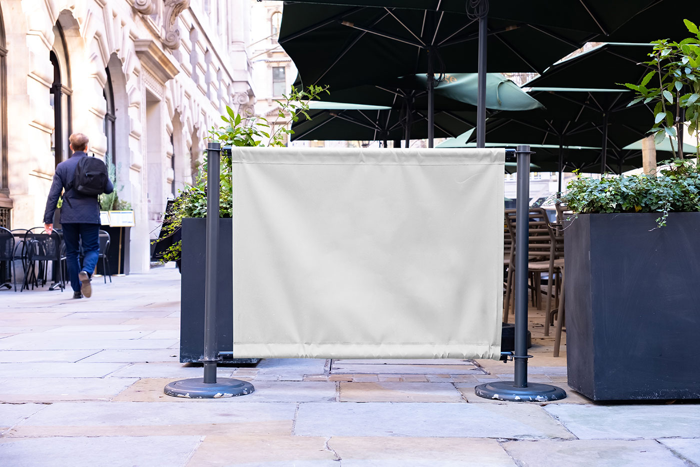 Free Cafe Fence Banner Mockup PSD Template