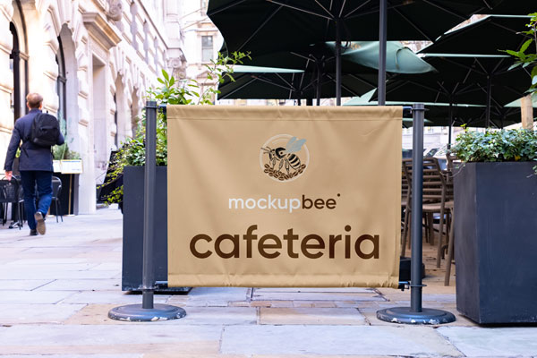 Cafe Fence Banner Mockup