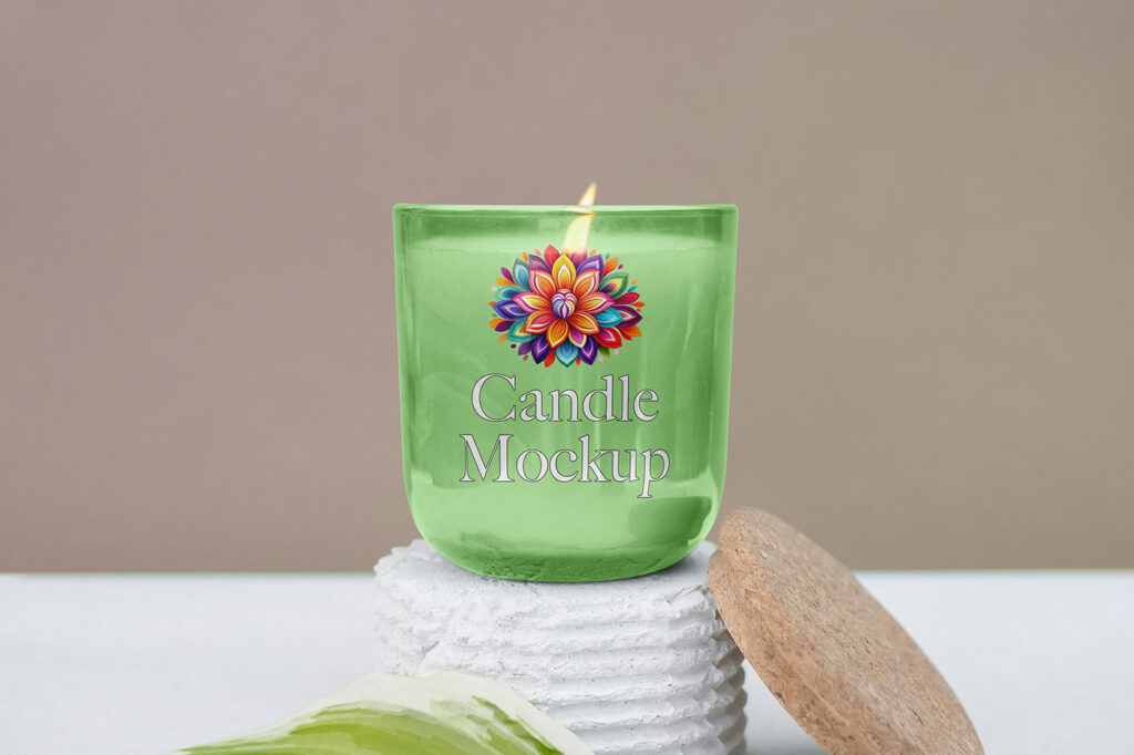 Candle on Stand Mockup