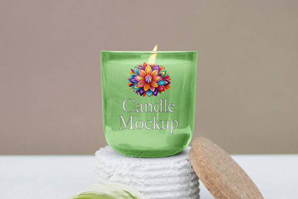 Candle on Stand Mockup