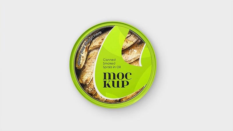 Mockup of Canned Smoked Sprats in 2 Shots
