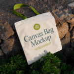 Canvas Bag Laying on Stones Mockup