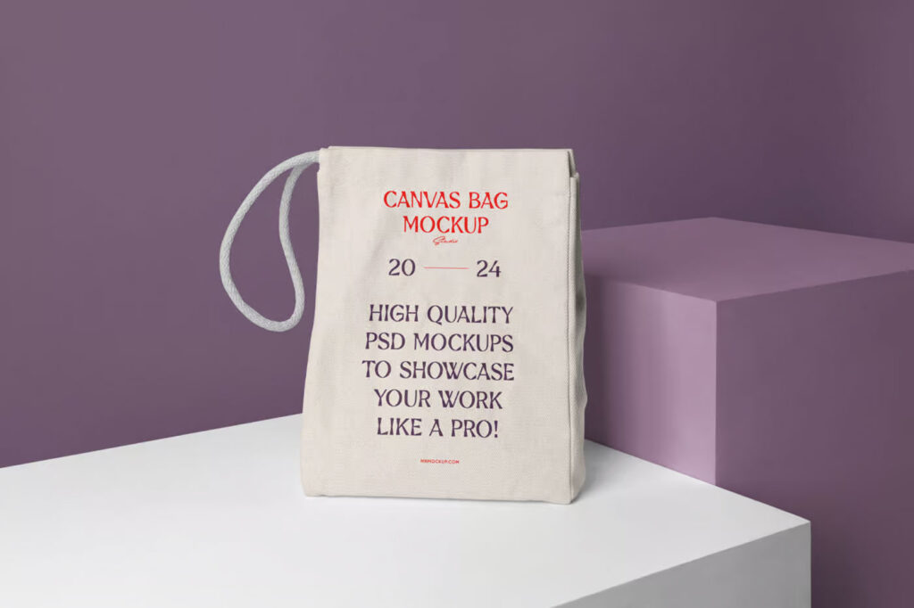 Canvas Bag on Boxes Mockup