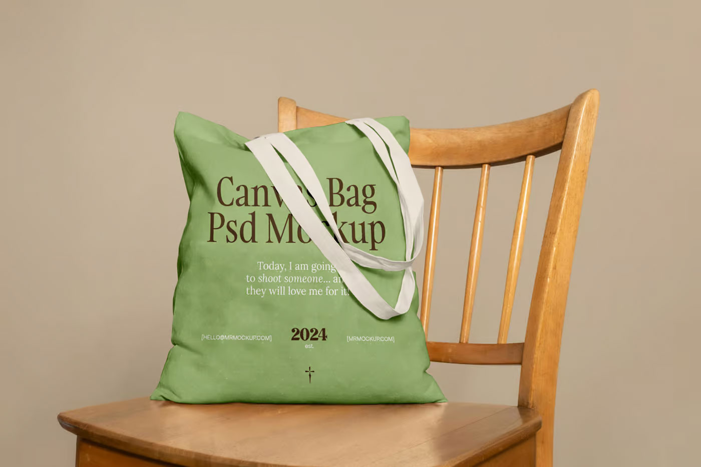 Free Canvas Bag on Chair Mockup PSD Template