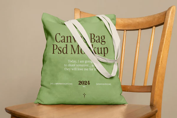 Canvas Bag on Chair Mockup