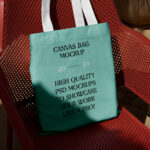 Canvas Bag on Plastic Chair Mockup