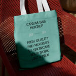 Canvas Bag on Plastic Chair Mockup