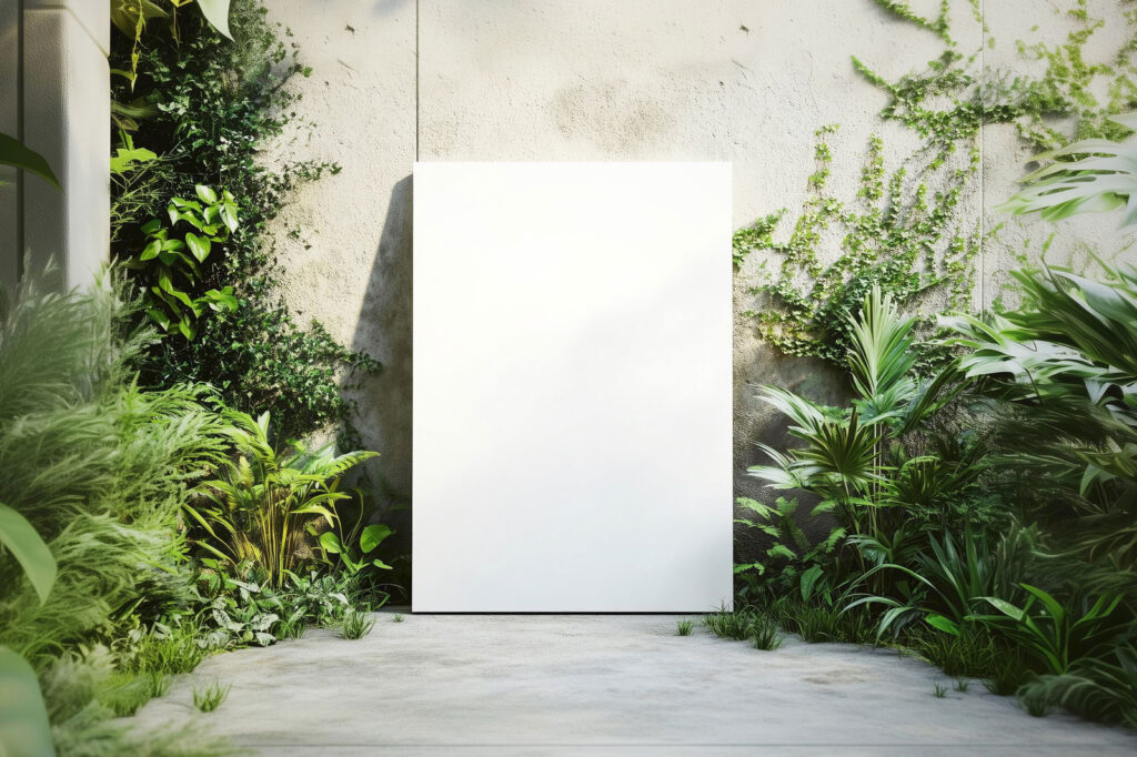 Canvas Mockup in Outdoor Garden