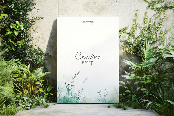 Canvas Mockup in Outdoor Garden