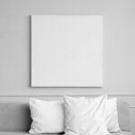 Canvas Square with Sofa and Cushions Mockup