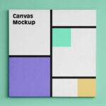 Canvas Square with Sofa and Cushions Mockup