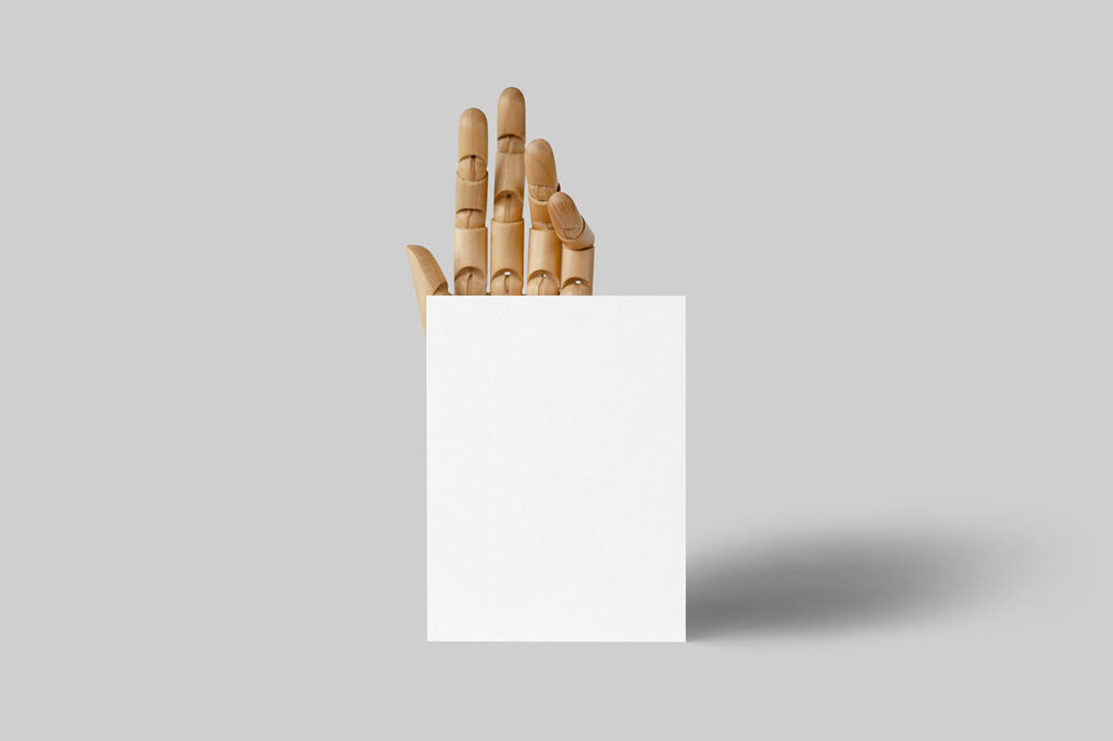 Card with Wooden Hand Mockup