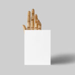 Card with Wooden Hand Mockup