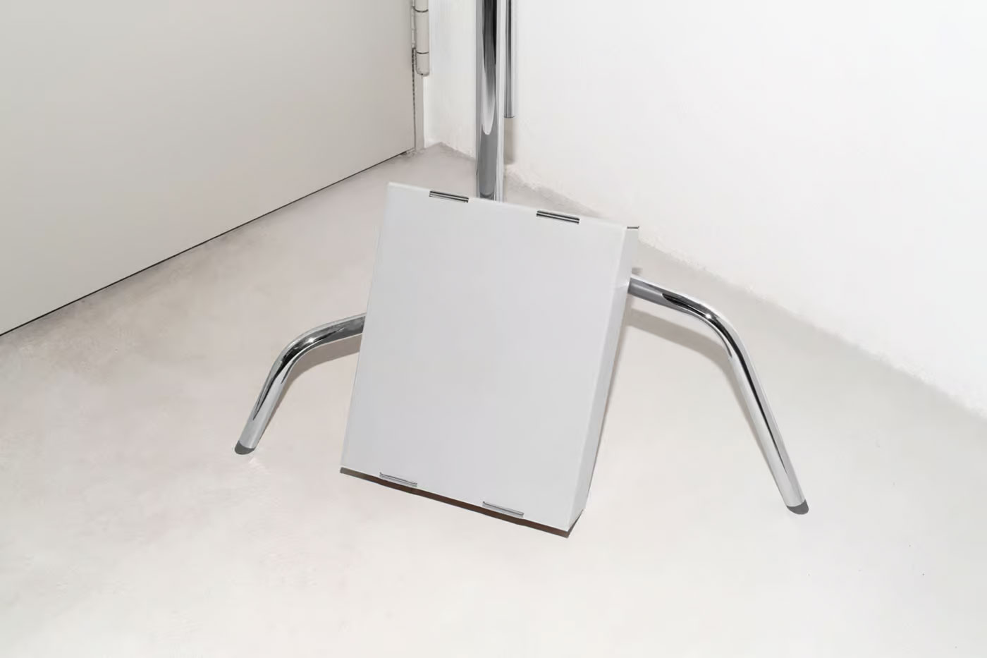 Free Cardboard Box Leaning Against Tripod Mockup PSD Template