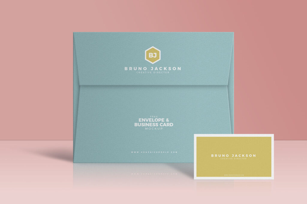 Cardboard Folder and Business Card Mockup with a Front View