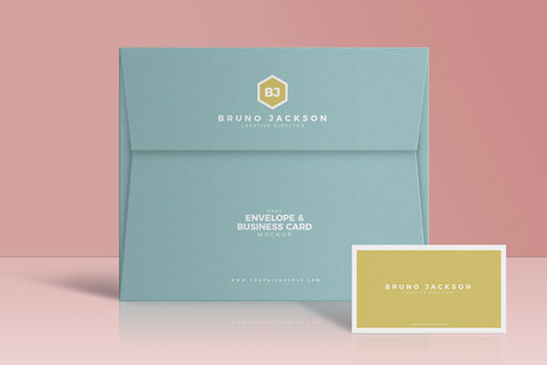 Cardboard Folder and Business Card Mockup with a Front View