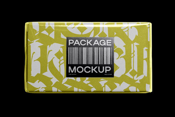 Cardboard Package Mockup with Front Label