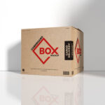 Cargo Delivery Carton Standing in the Half-Side View Mockup